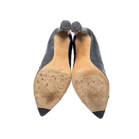 CHANEL Black Quilted Leather Pointed Toe Ankle Boots - Sz 39.5 - Picture 7 of 8